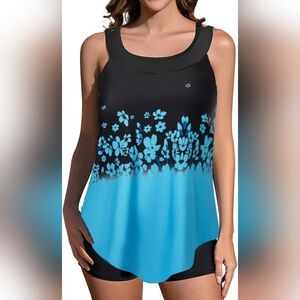 Floral Black and Blue Women's Top